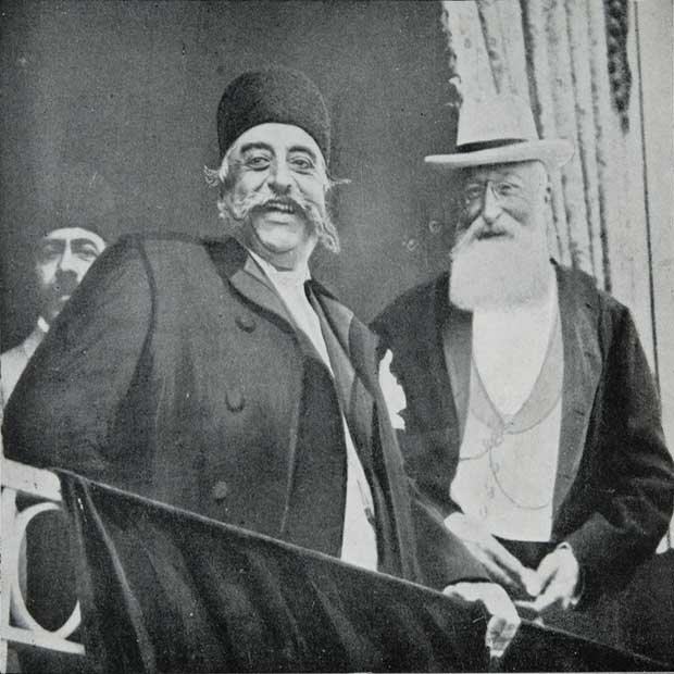 مظفرالدین شاه قاجار در کنار لئوپولد دوم پادشاه بلژیک